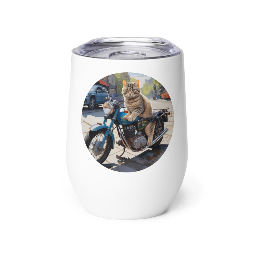 PugMug Custom Tabby Scottish Fold Cat Wine Tumbler