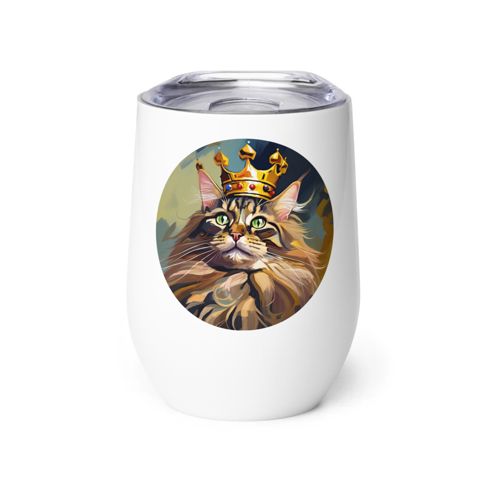 PugMug Custom Tabby Maine Coon Cat Wine Tumbler