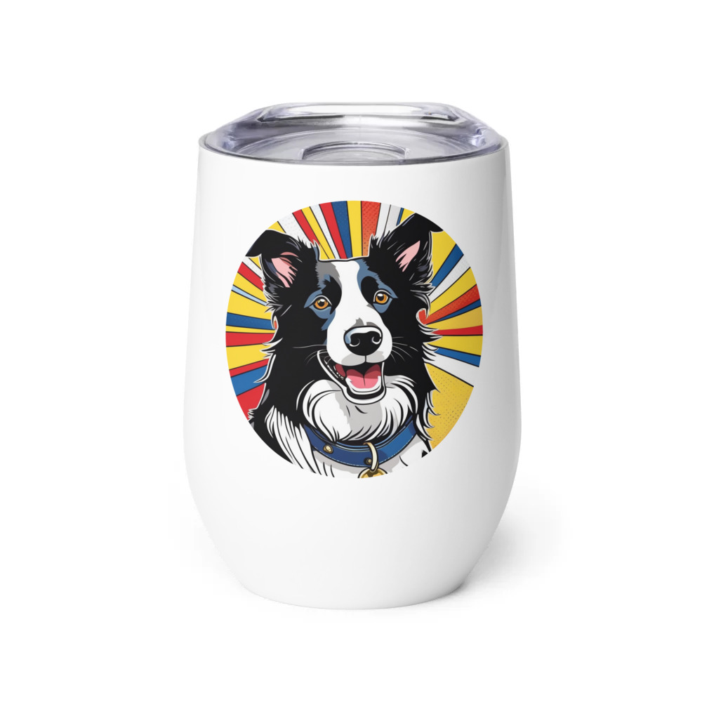 PugMug Custom Border Collie Wine Tumbler