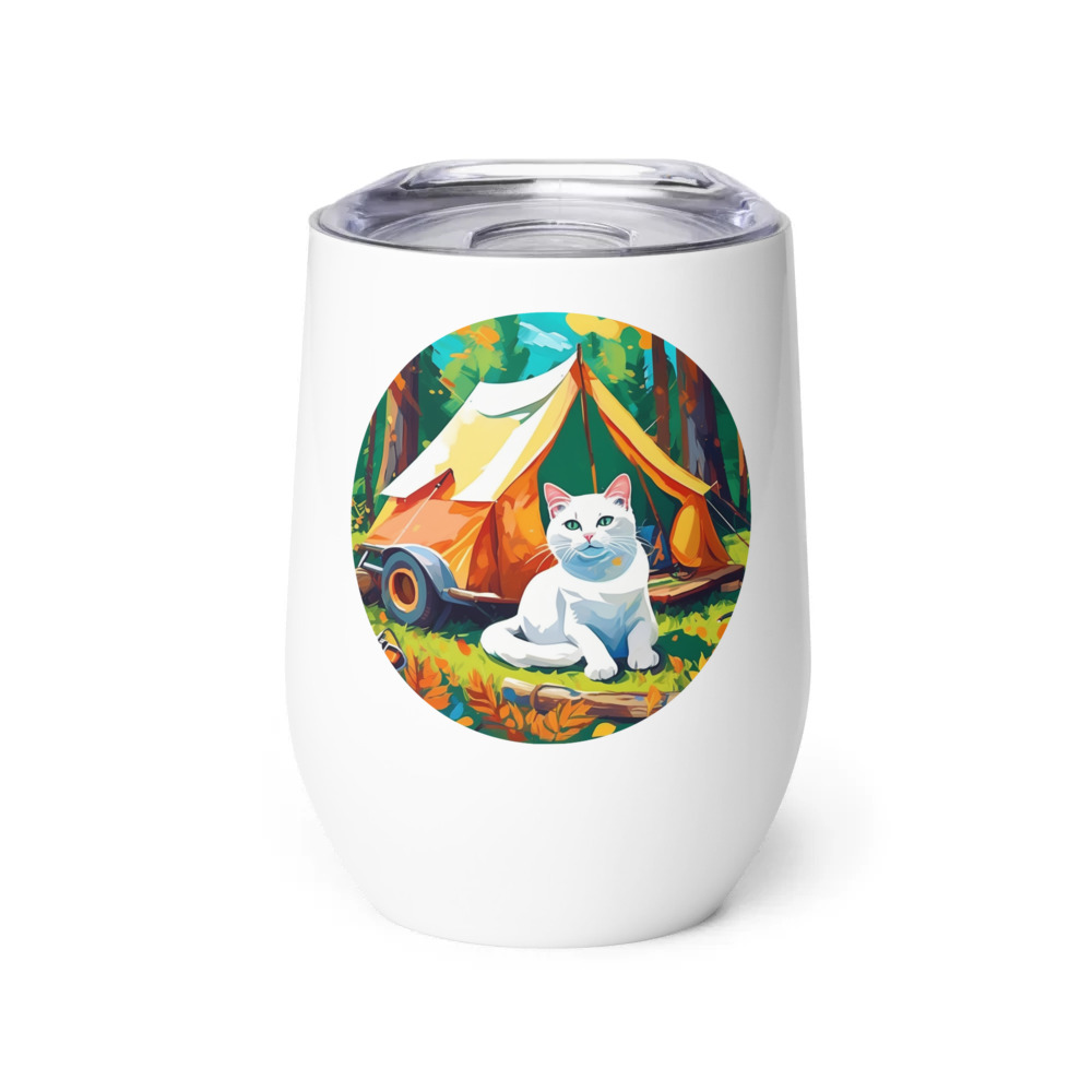 PugMug Custom White Companion Cat Wine Tumbler