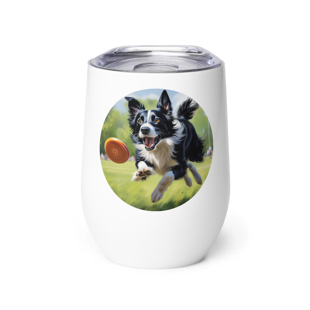 PugMug Custom Border Collie Wine Tumbler
