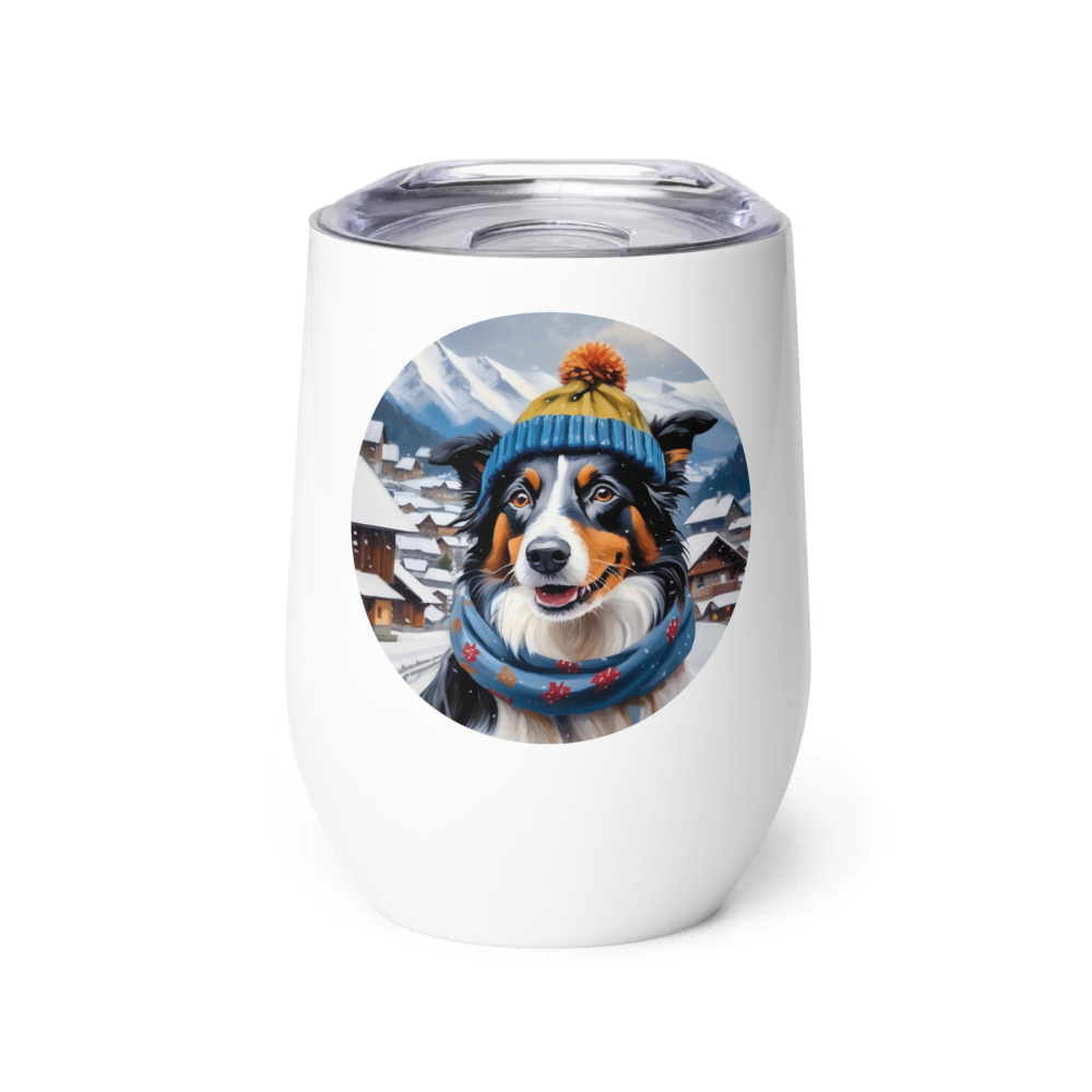 PugMug Custom Border Collie Wine Tumbler