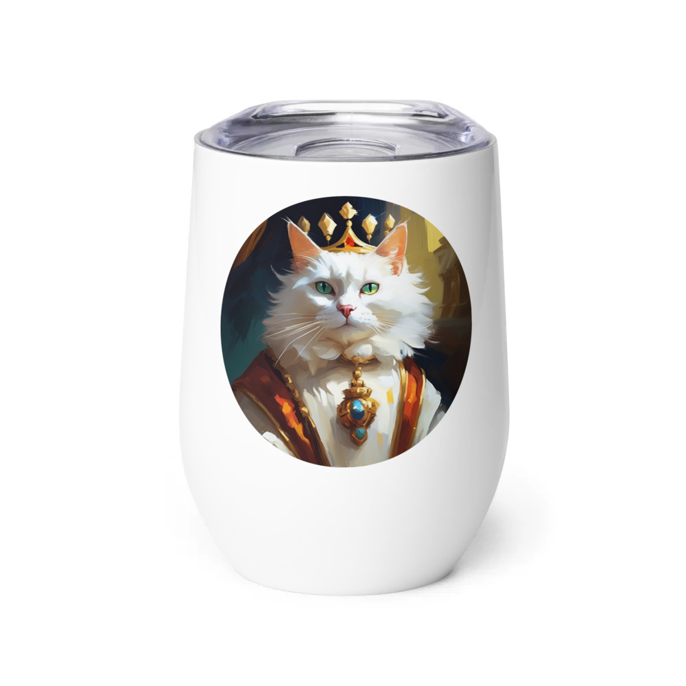 PugMug Custom White Companion Cat Wine Tumbler