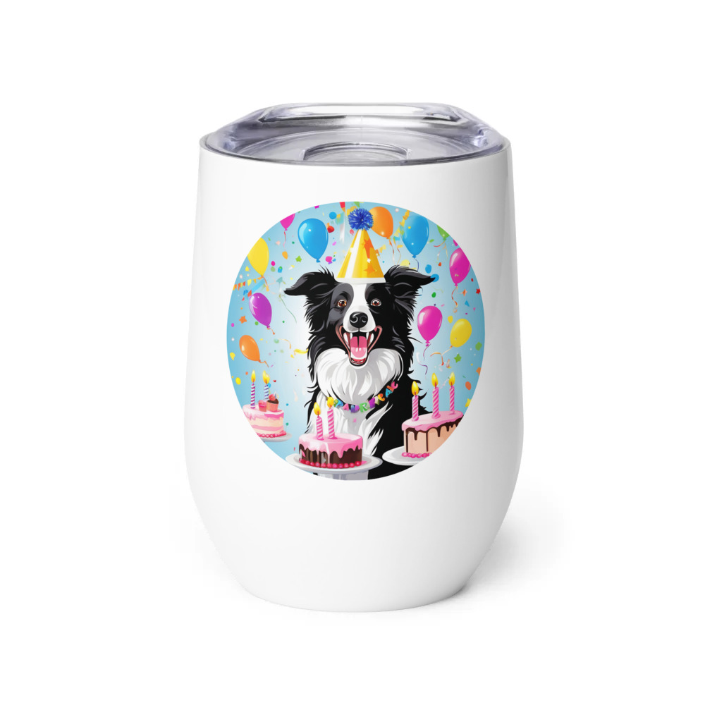 PugMug Custom Border Collie Wine Tumbler