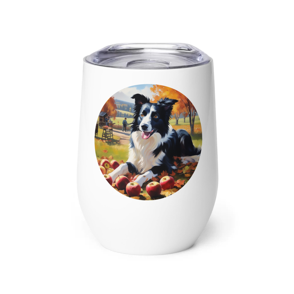 PugMug Custom Border Collie Wine Tumbler