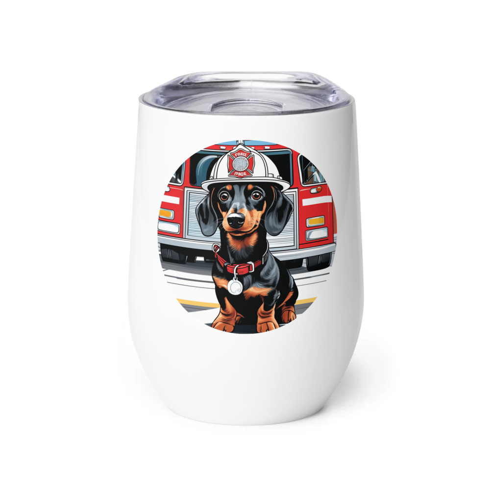 PugMug Custom Black Dachshund Wine Tumbler