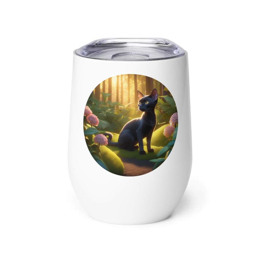 PugMug Custom Black Devon Rex Cat Wine Tumbler