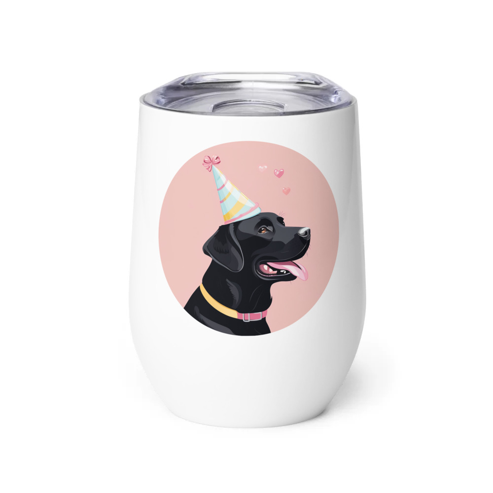 PugMug Custom Black Labrador Retriever Wine Tumbler
