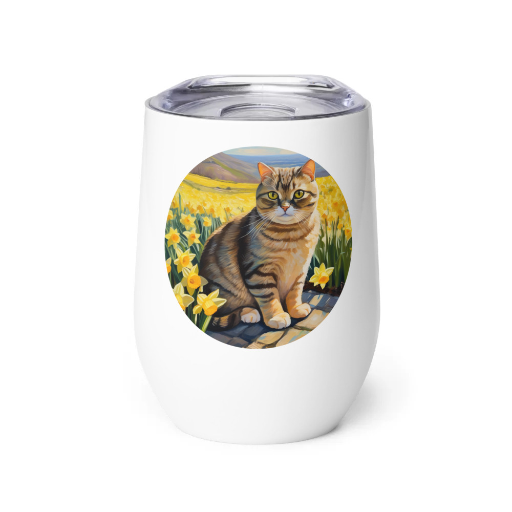 PugMug Custom Tabby Scottish Fold Cat Wine Tumbler