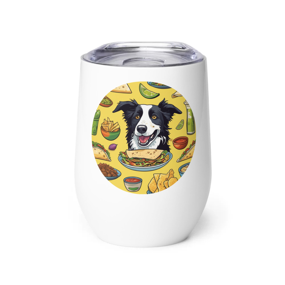 PugMug Custom Border Collie Wine Tumbler