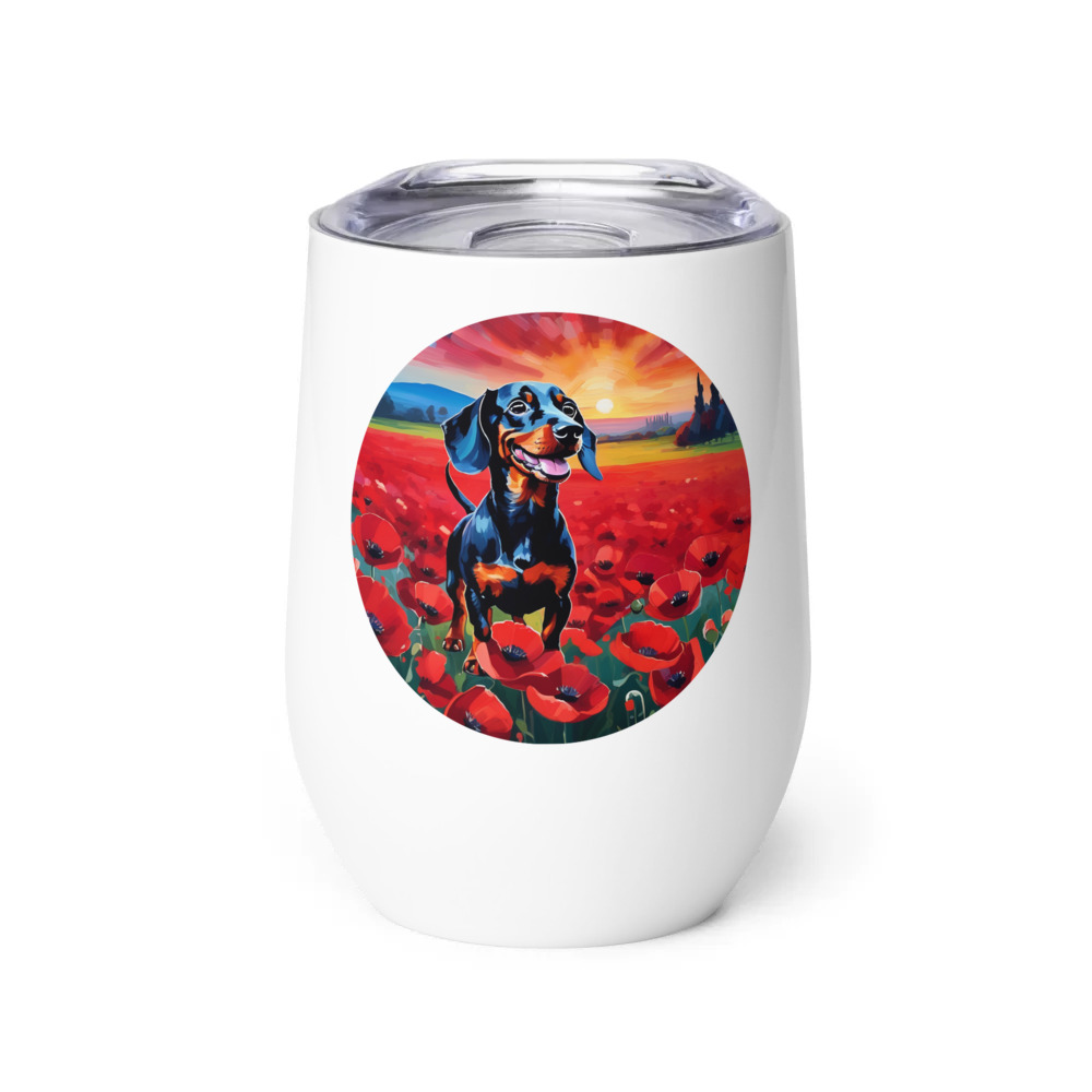PugMug Custom Black Dachshund Wine Tumbler