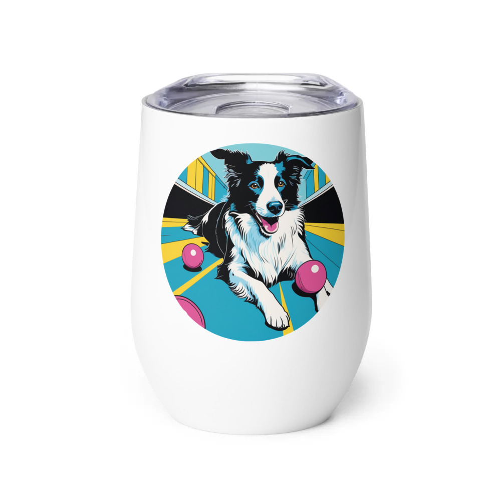 PugMug Custom Border Collie Wine Tumbler