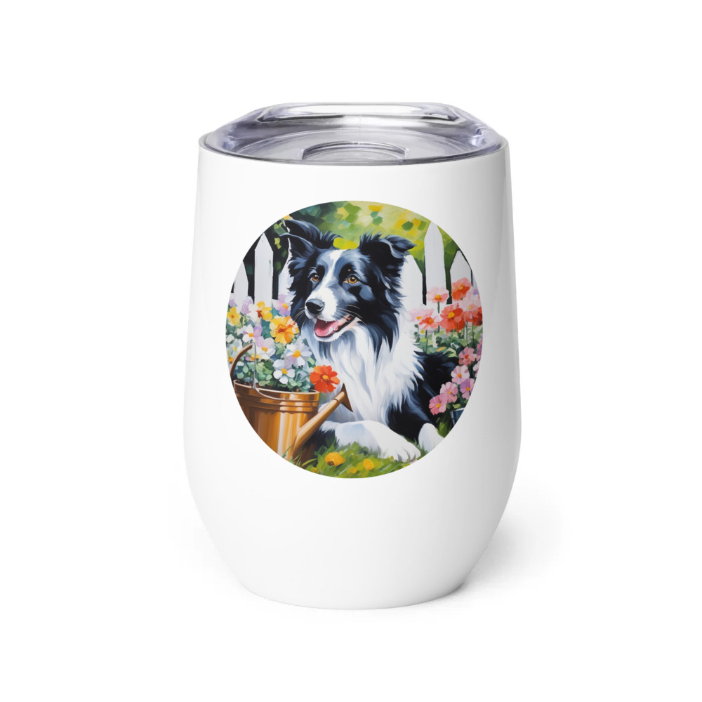 PugMug Custom Border Collie Wine Tumbler