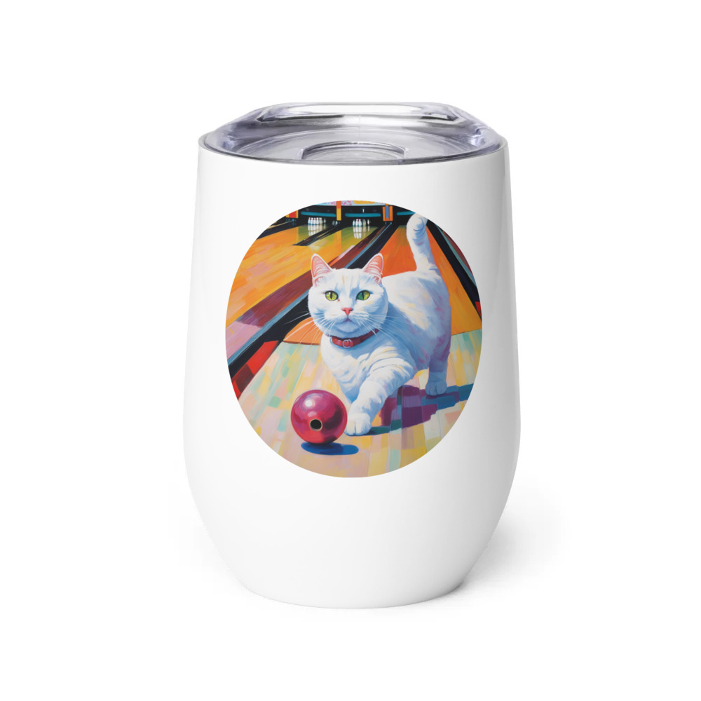 PugMug Custom White Companion Cat Wine Tumbler