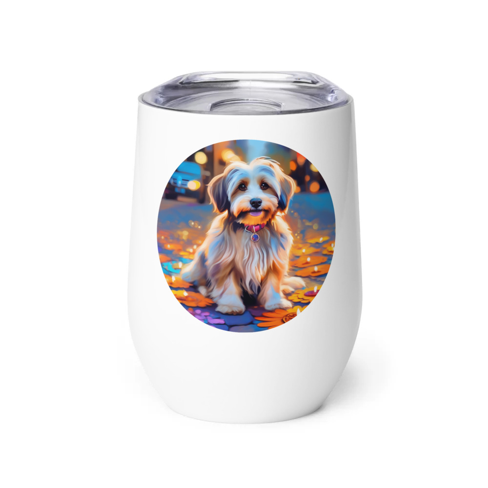 PugMug Custom Tan Havanese Dog Wine Tumbler