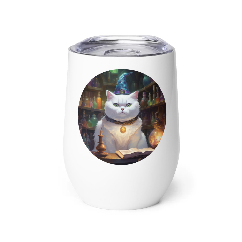 PugMug Custom White British Shorthair Cat Wine Tumbler
