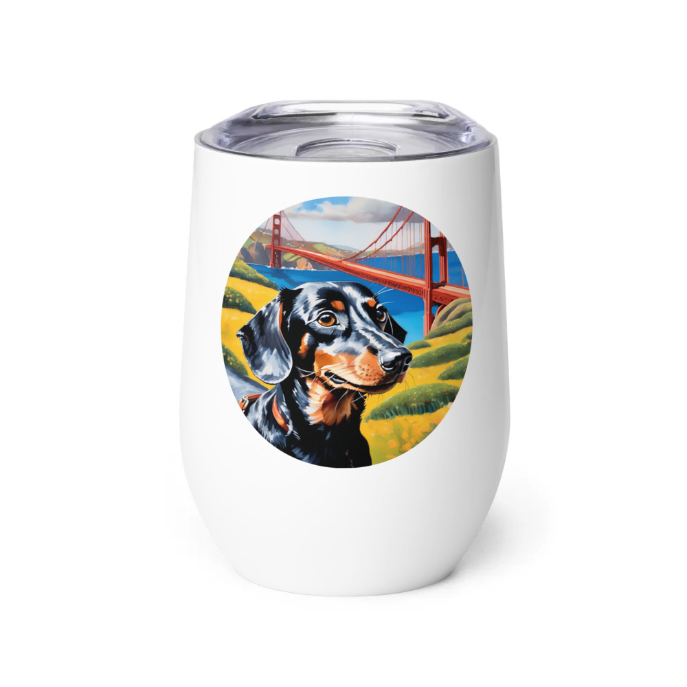PugMug Custom Black Dachshund Wine Tumbler