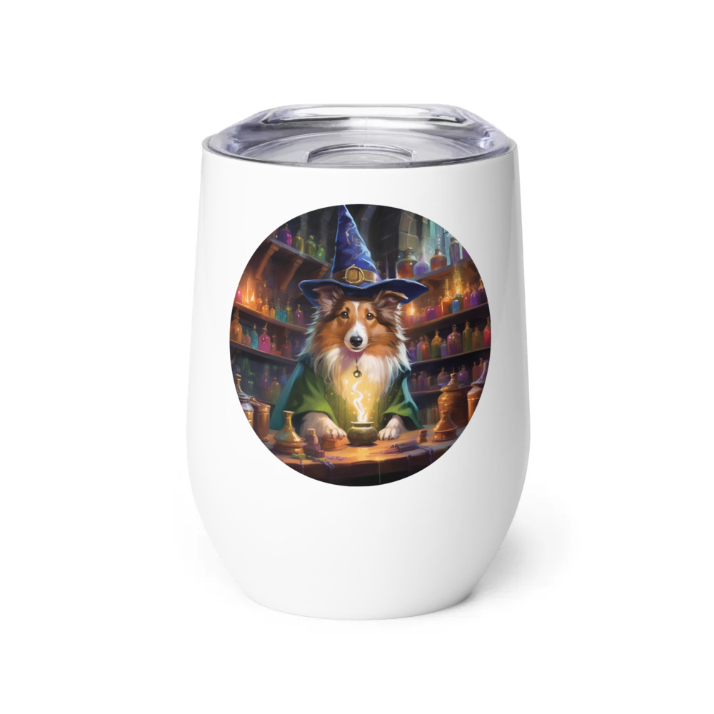 PugMug Custom Shetland Sheepdog Wine Tumbler