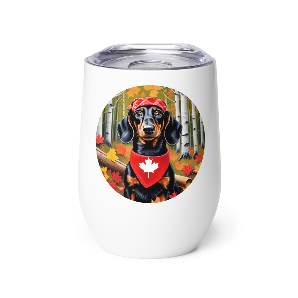 PugMug Custom Black Dachshund Wine Tumbler