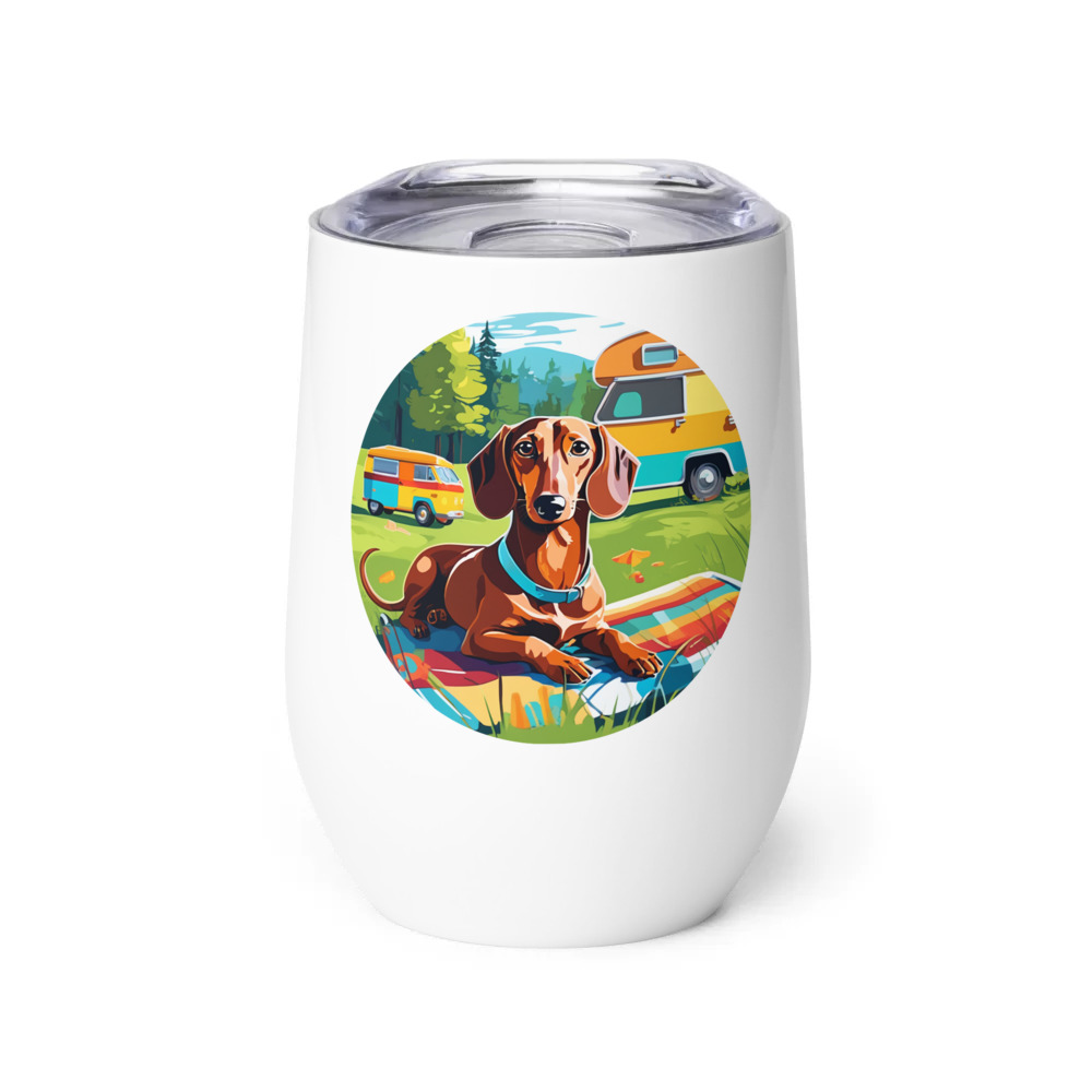 PugMug Custom Tan Dachshund Wine Tumbler