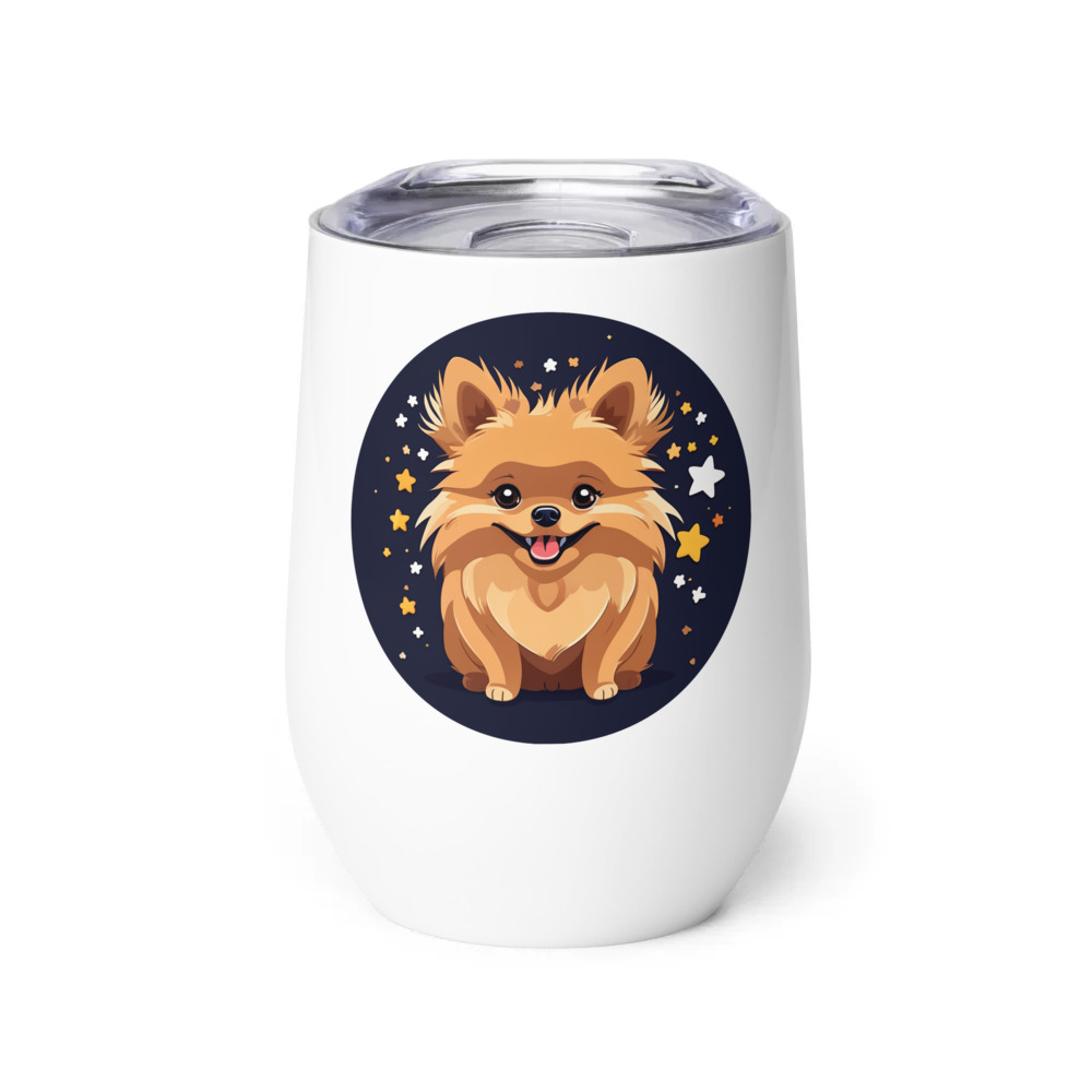 PugMug Custom Tan Pomeranian Wine Tumbler