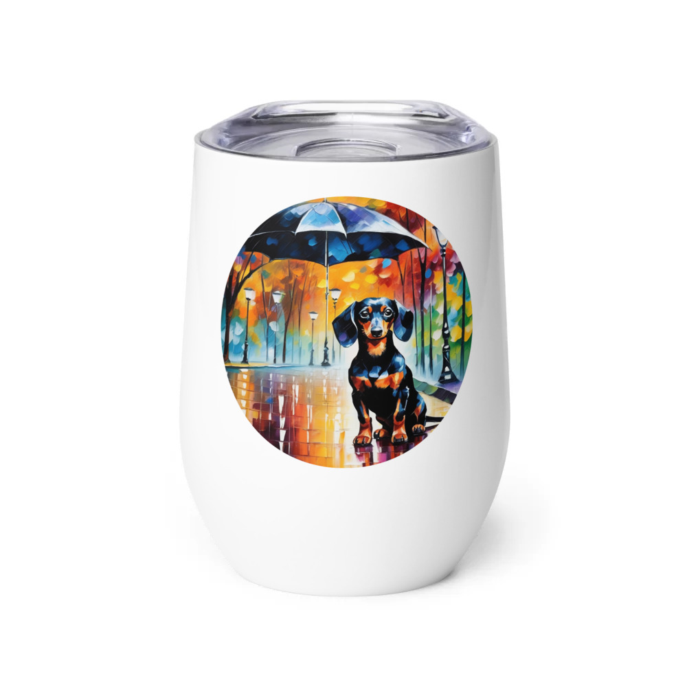 PugMug Custom Black Dachshund Wine Tumbler