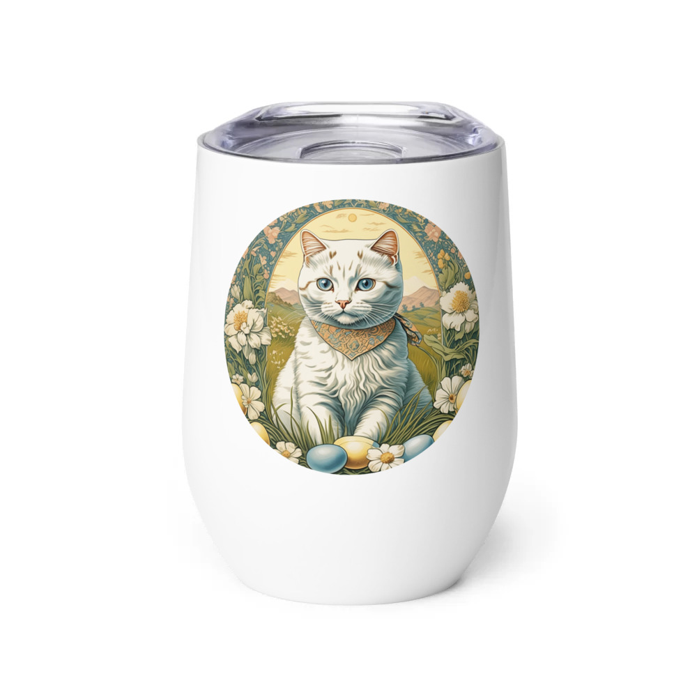 PugMug Custom White Scottish Fold Cat Wine Tumbler