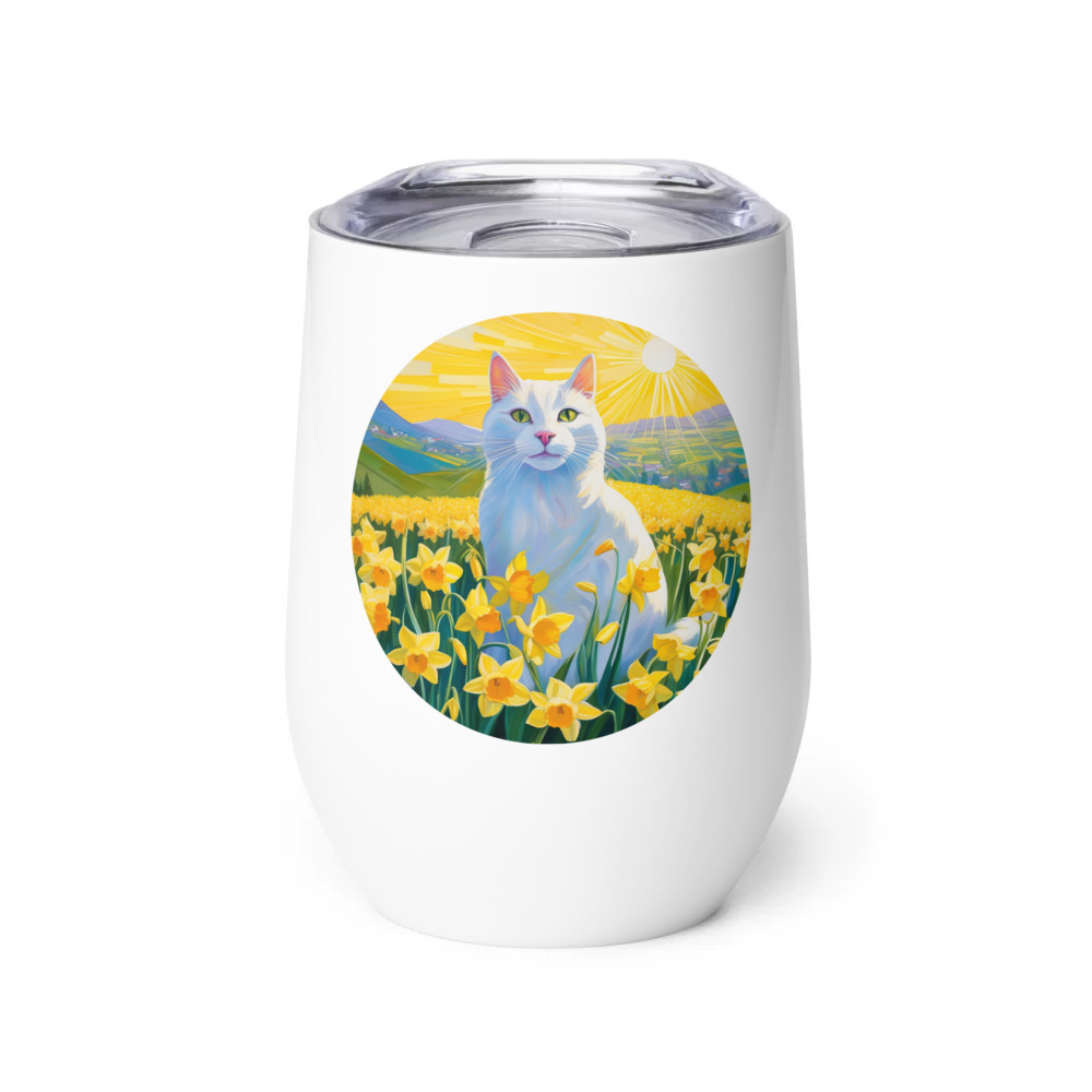 PugMug Custom White Companion Cat Wine Tumbler