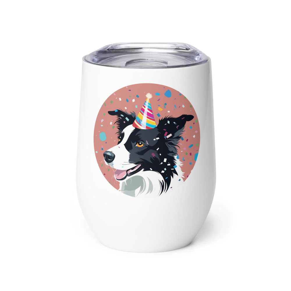 PugMug Custom Border Collie Wine Tumbler