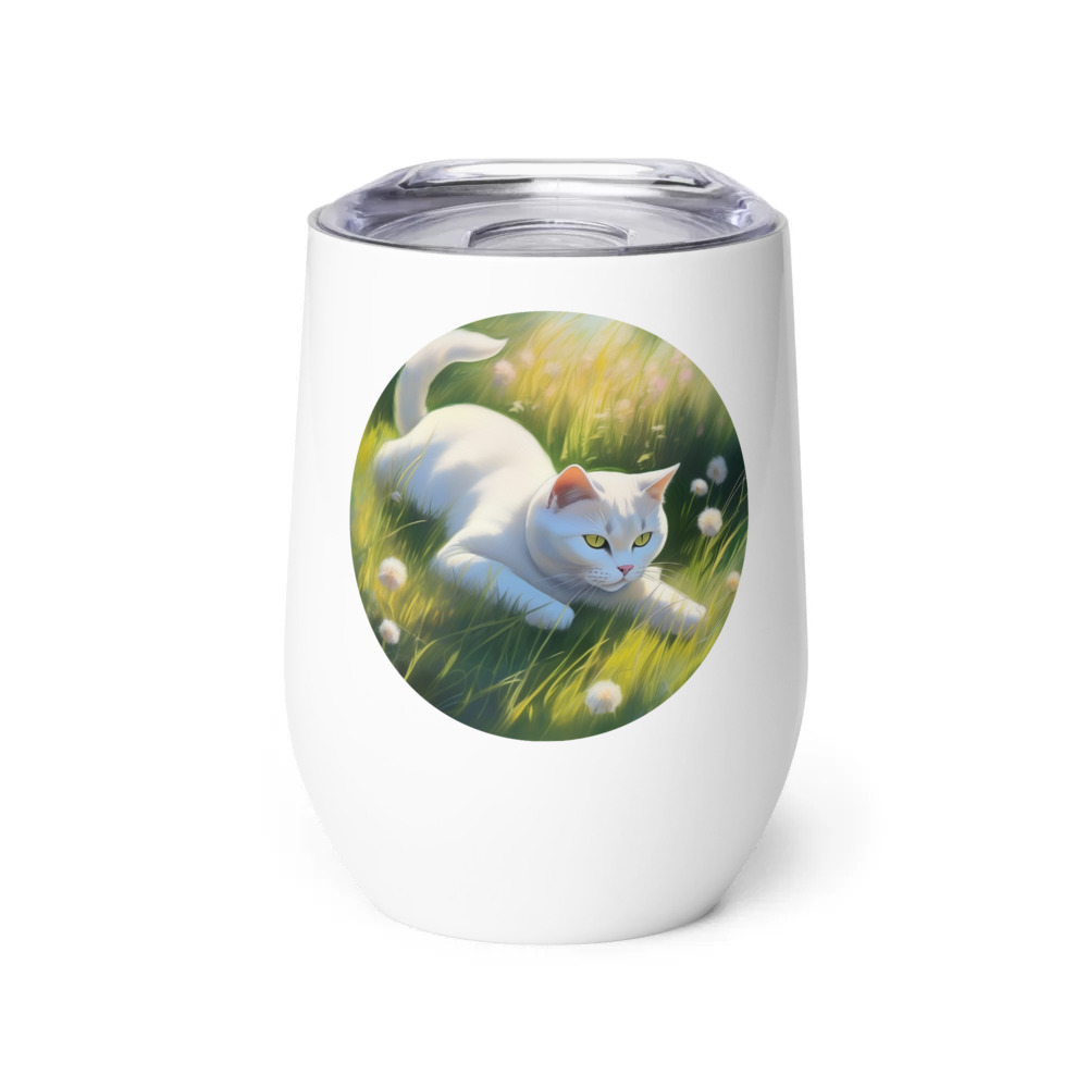 PugMug Custom White British Shorthair Cat Wine Tumbler