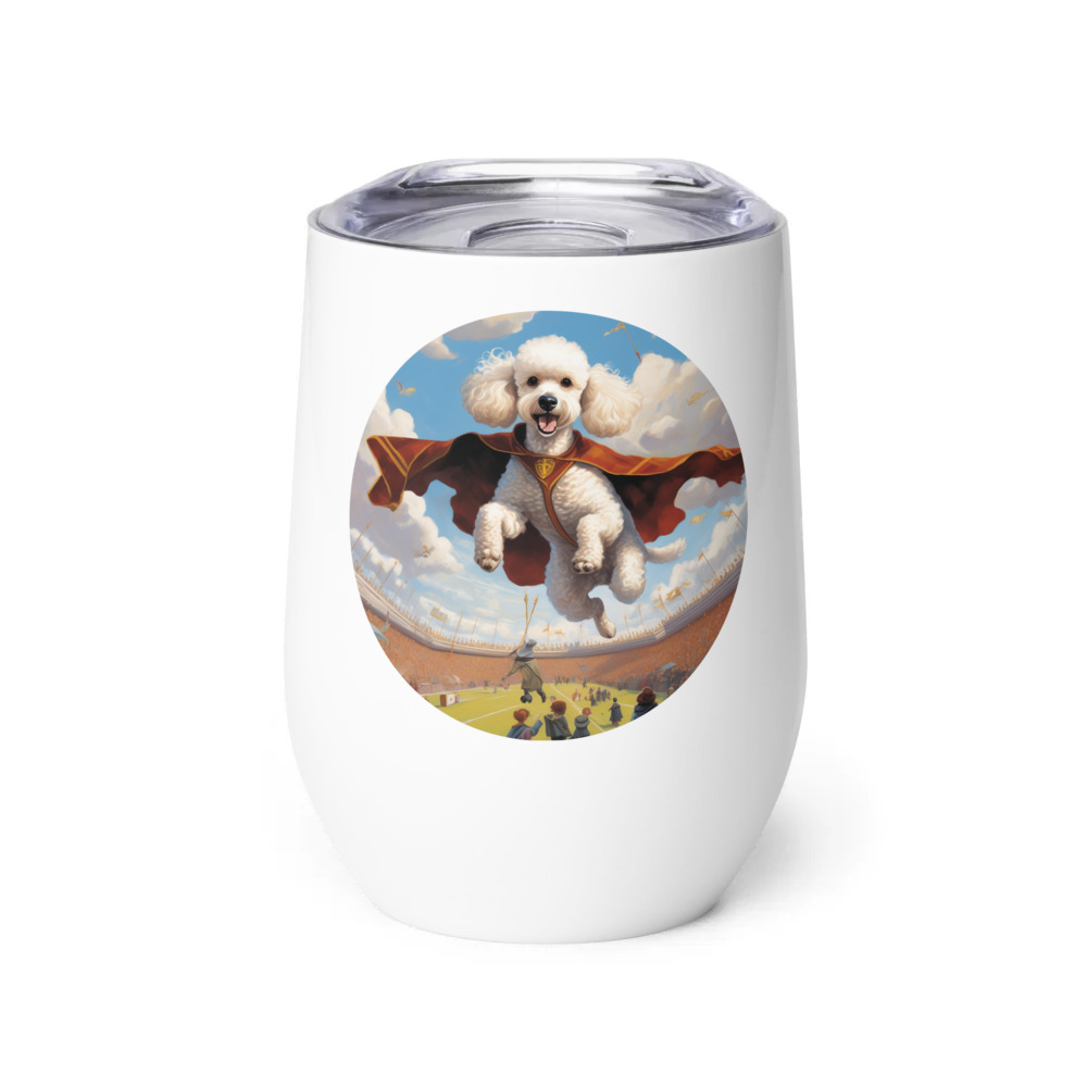 PugMug Custom White Poodle Wine Tumbler