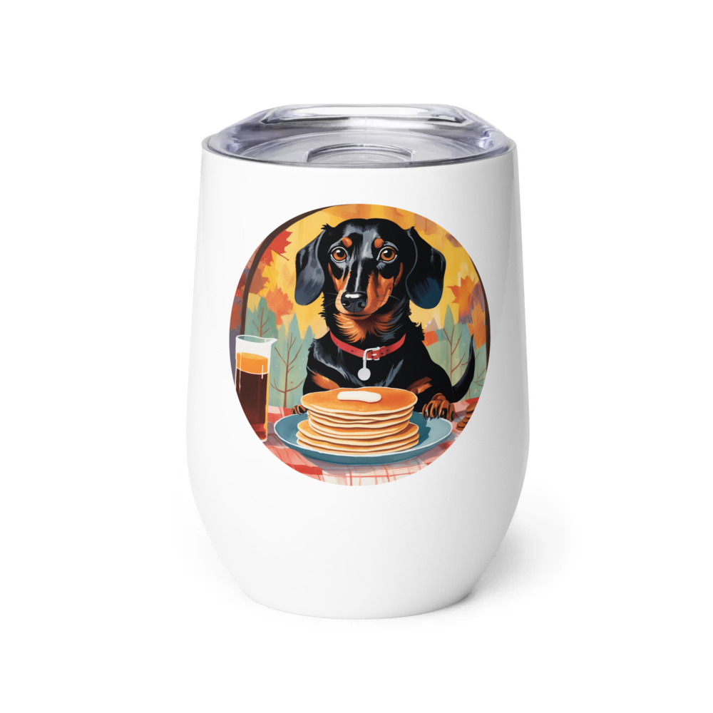PugMug Custom Black Dachshund Wine Tumbler