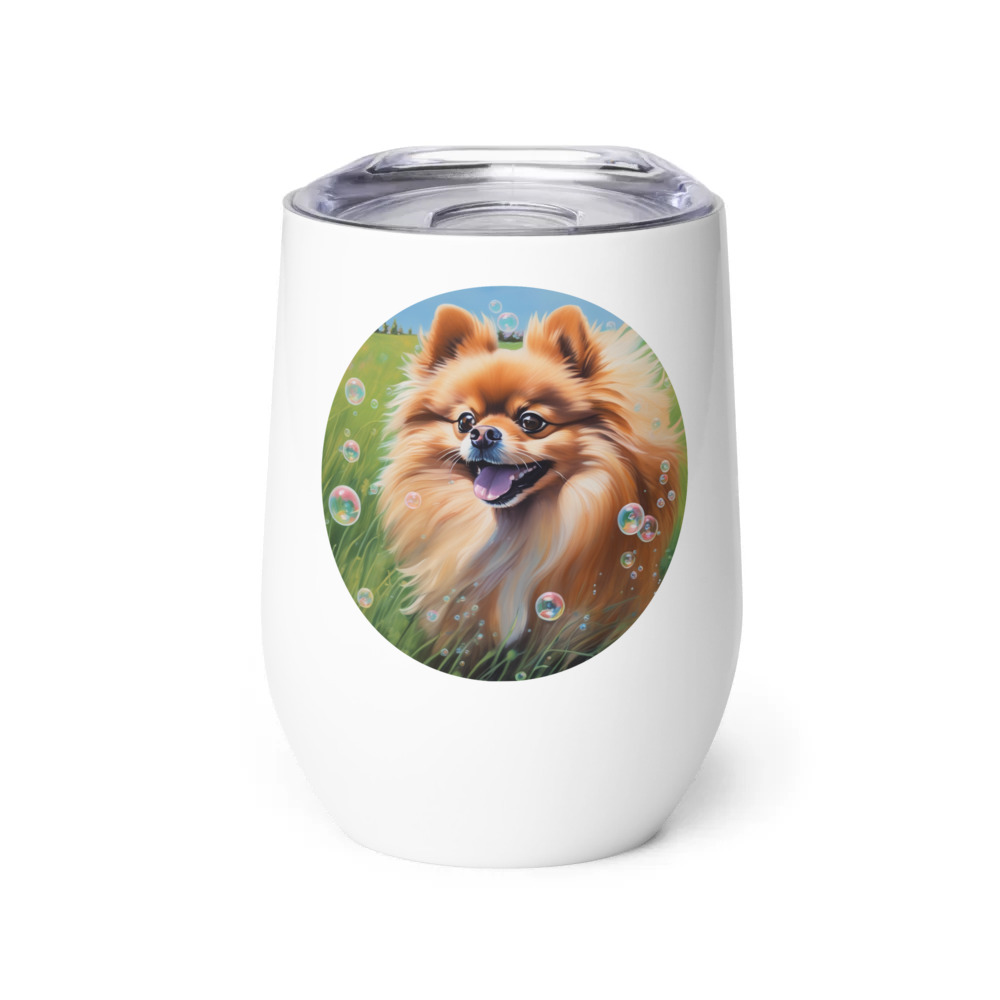 PugMug Custom Tan Pomeranian Wine Tumbler