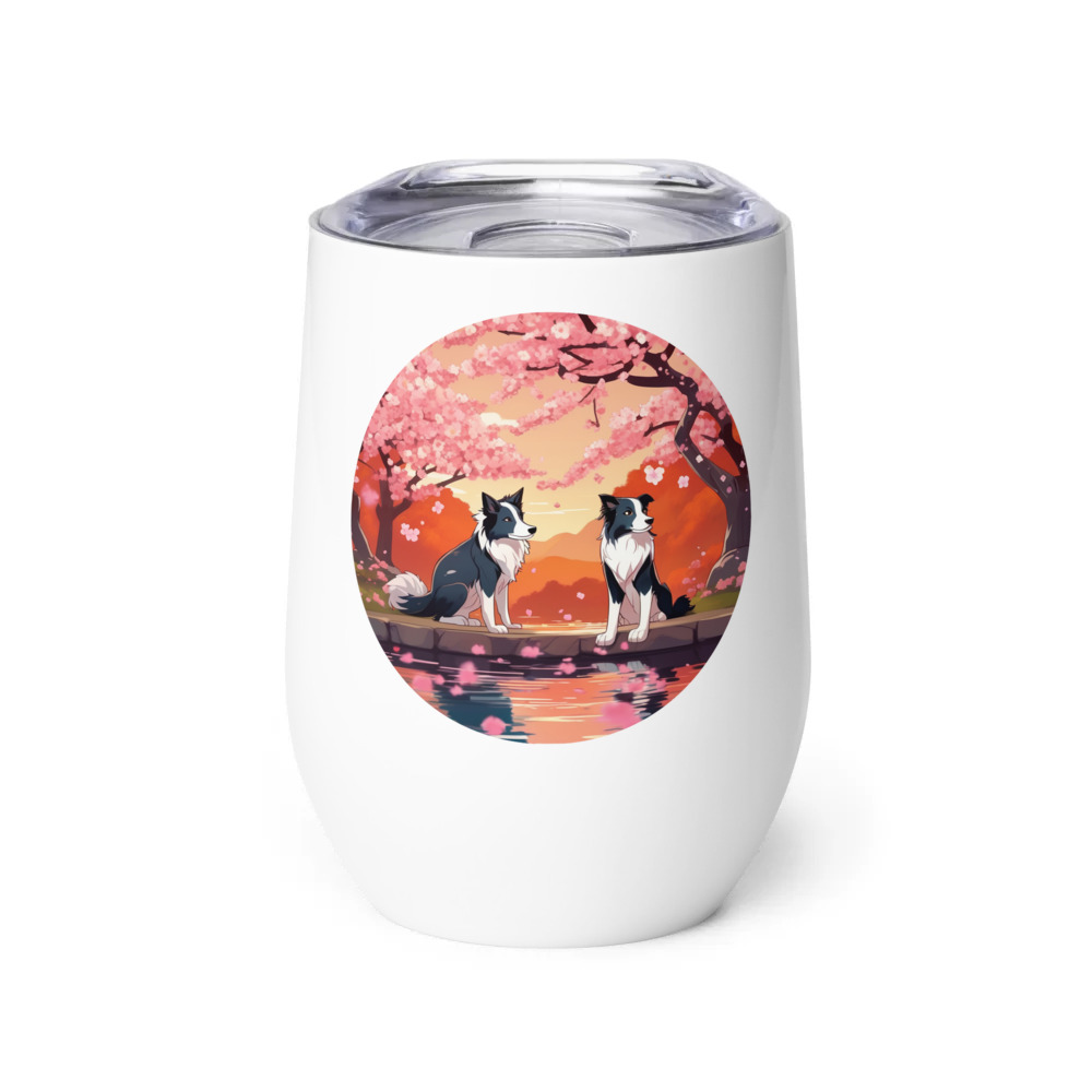 PugMug Custom Border Collie Wine Tumbler
