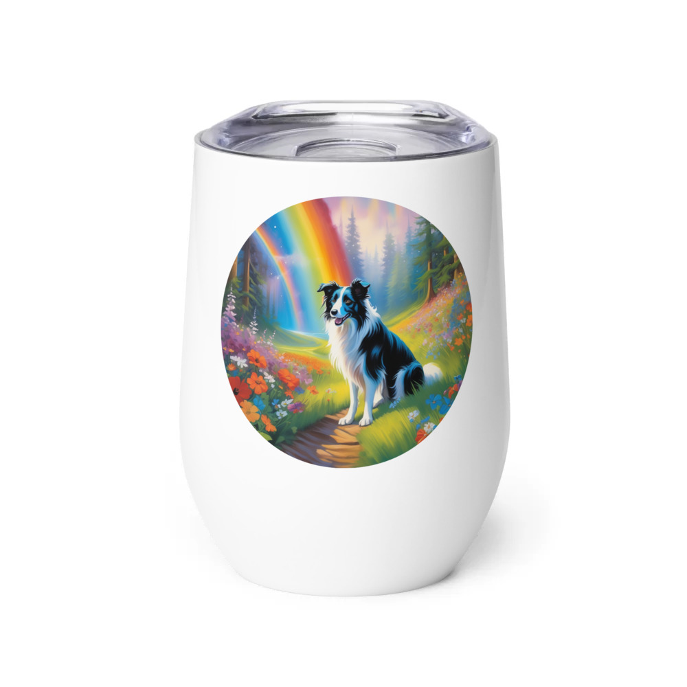 PugMug Custom Border Collie Wine Tumbler