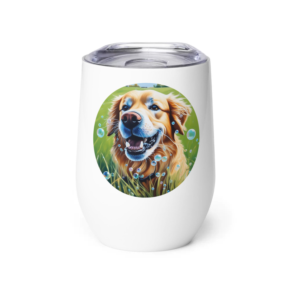 PugMug Custom Golden Retriever Wine Tumbler