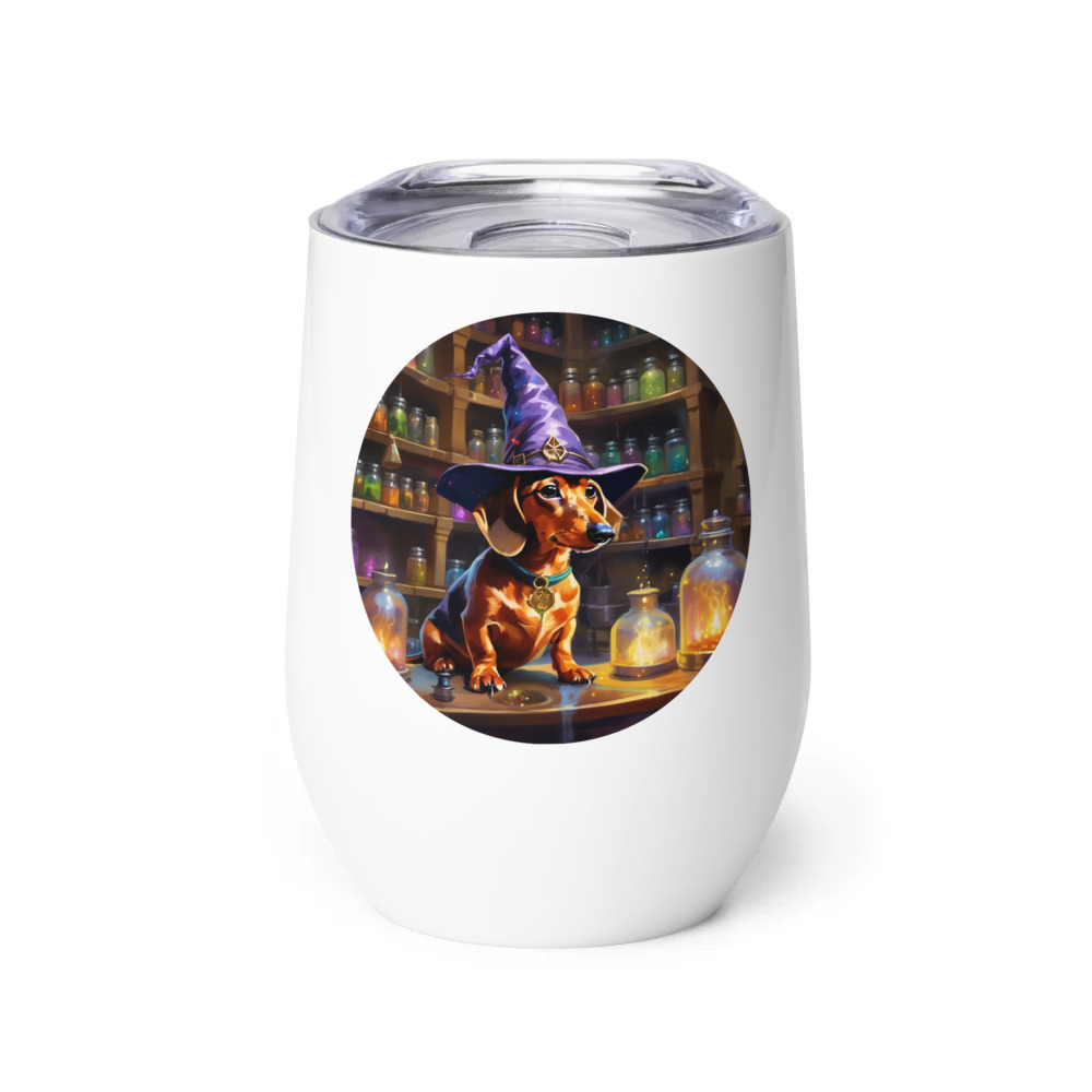 PugMug Custom Tan Dachshund Wine Tumbler