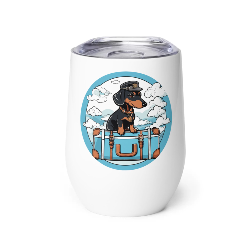 PugMug Custom Black Dachshund Wine Tumbler