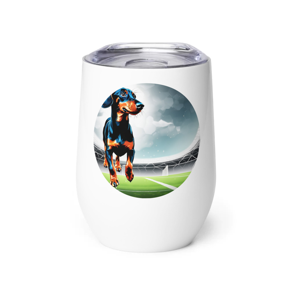 PugMug Custom Black Dachshund Wine Tumbler