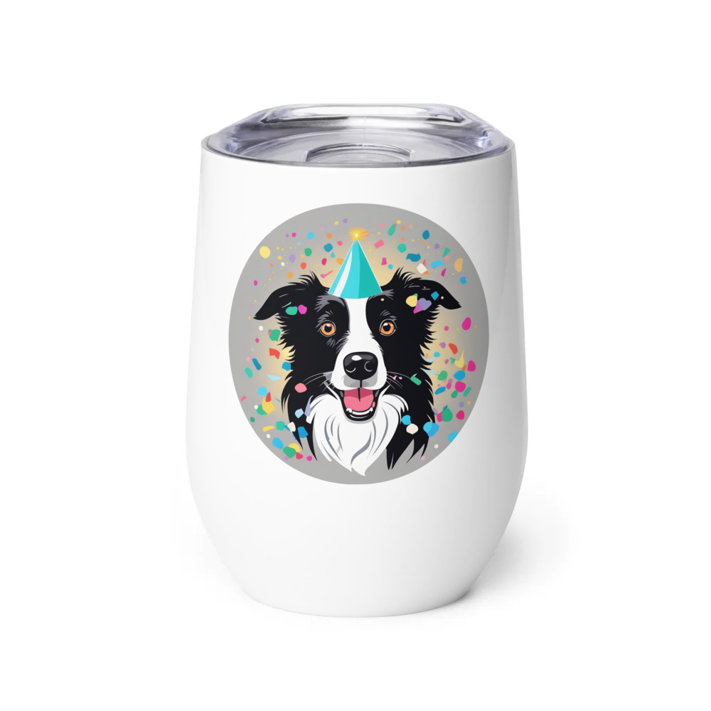 PugMug Custom Border Collie Wine Tumbler