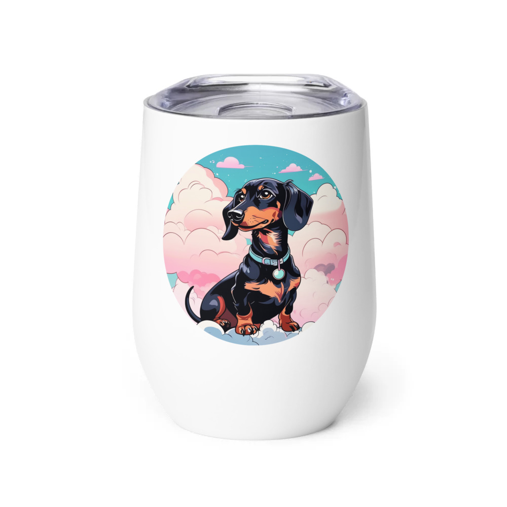 PugMug Custom Black Dachshund Wine Tumbler