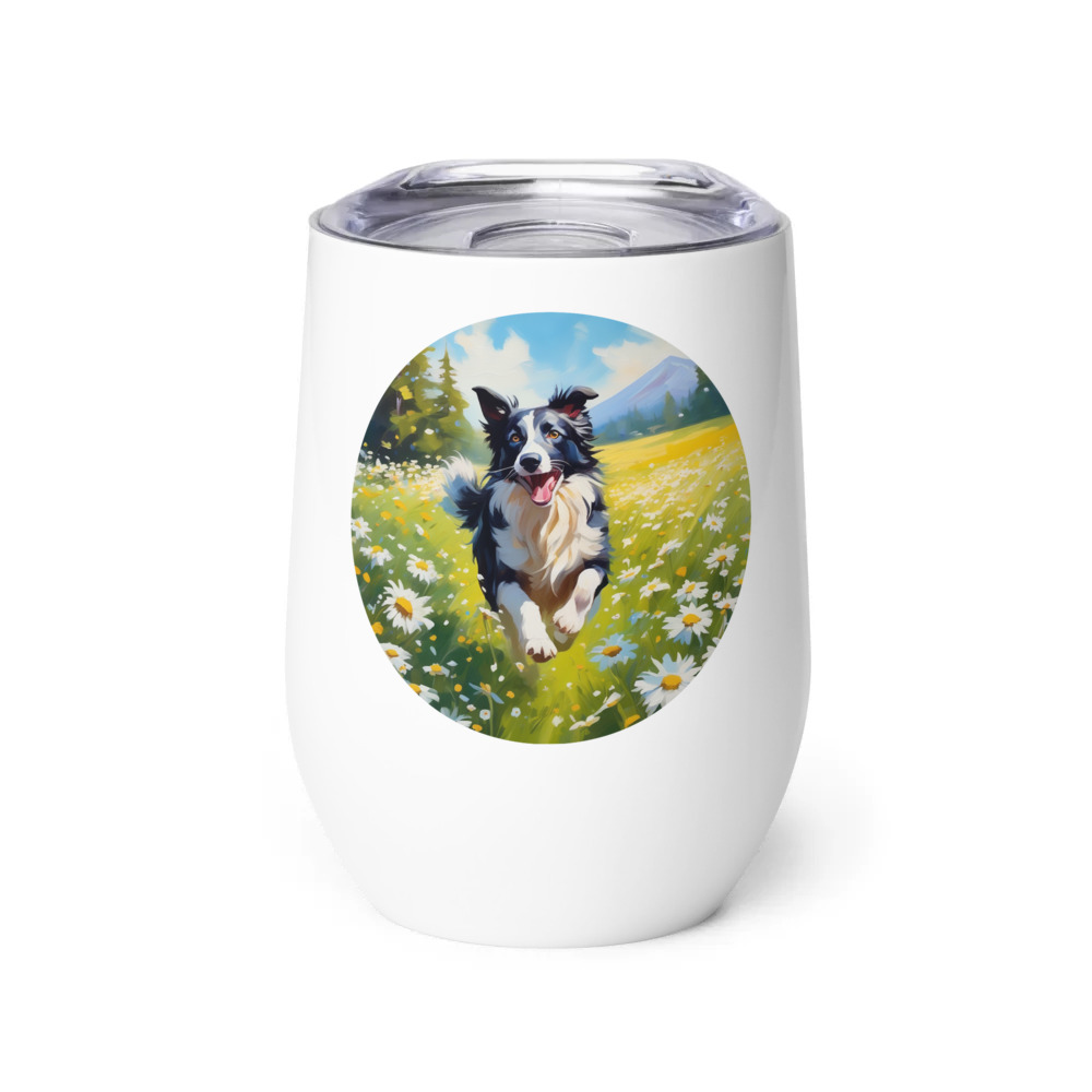 PugMug Custom Border Collie Wine Tumbler