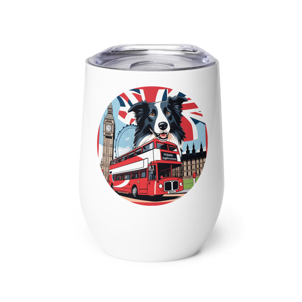 PugMug Custom Border Collie Wine Tumbler