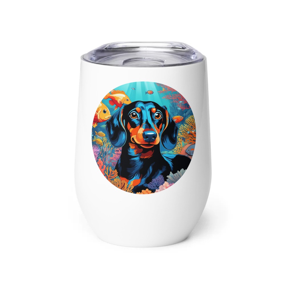 PugMug Custom Black Dachshund Wine Tumbler