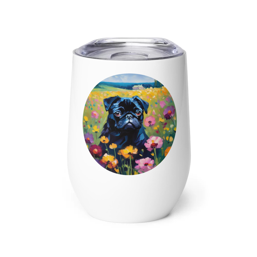 PugMug Custom Black Pug Wine Tumbler