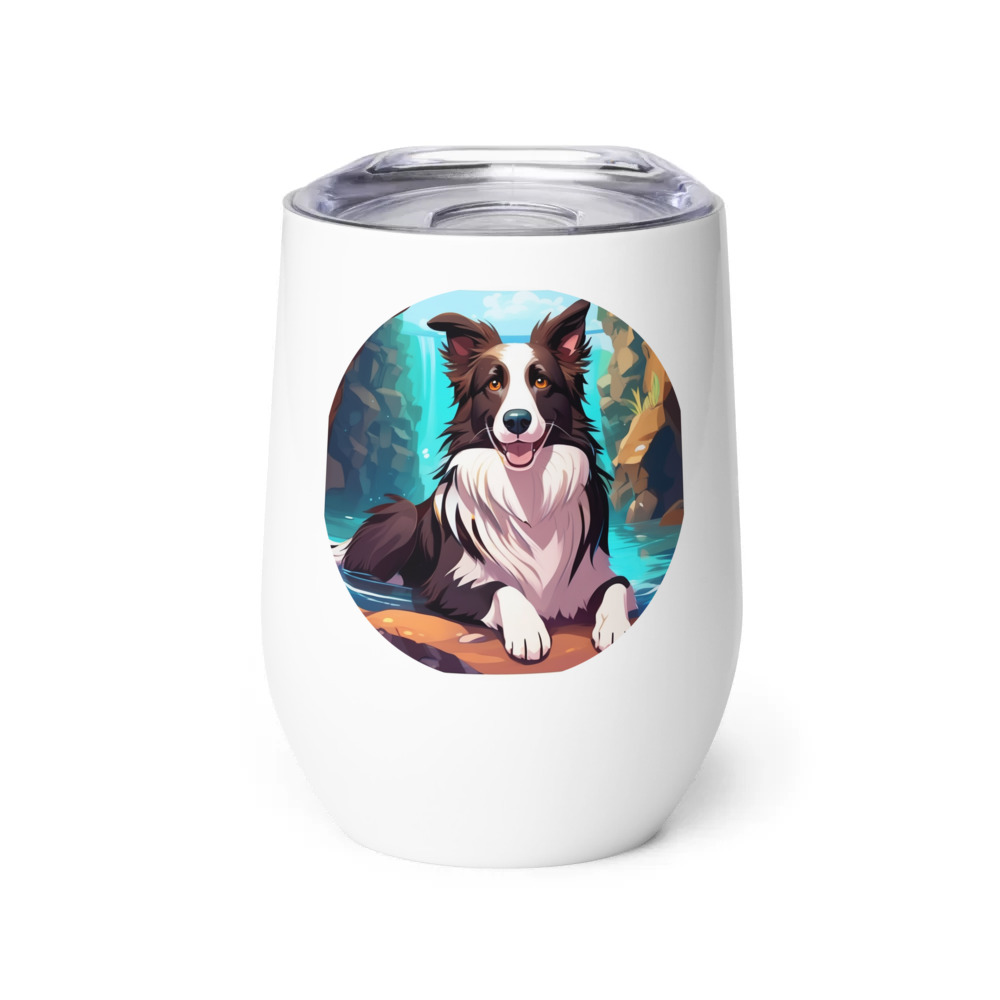 PugMug Custom Border Collie Wine Tumbler