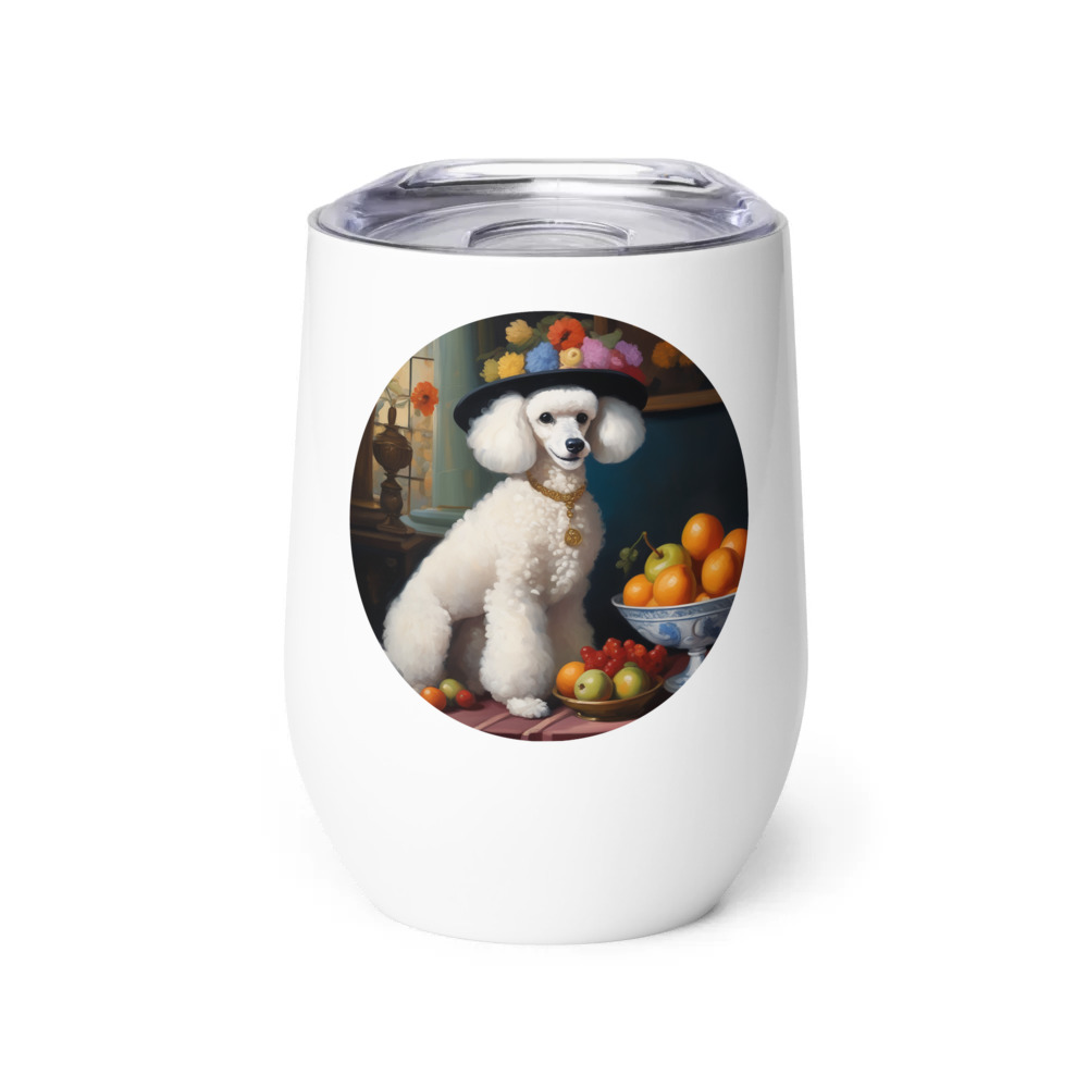 PugMug Custom White Poodle Wine Tumbler
