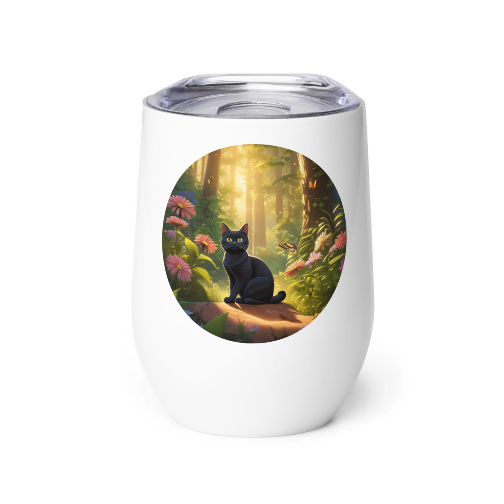PugMug Custom Black American Shorthair Cat Wine Tumbler