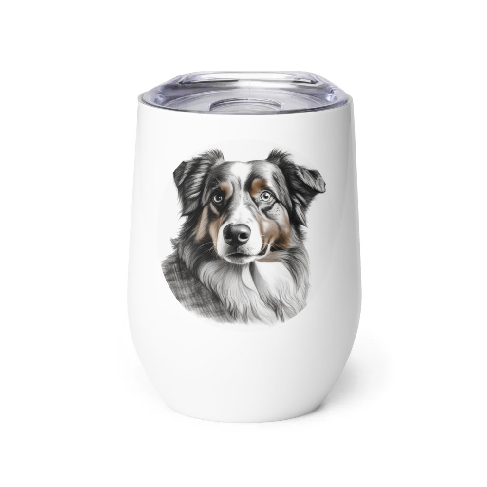PugMug Custom Australian Shepherd Dog Wine Tumbler