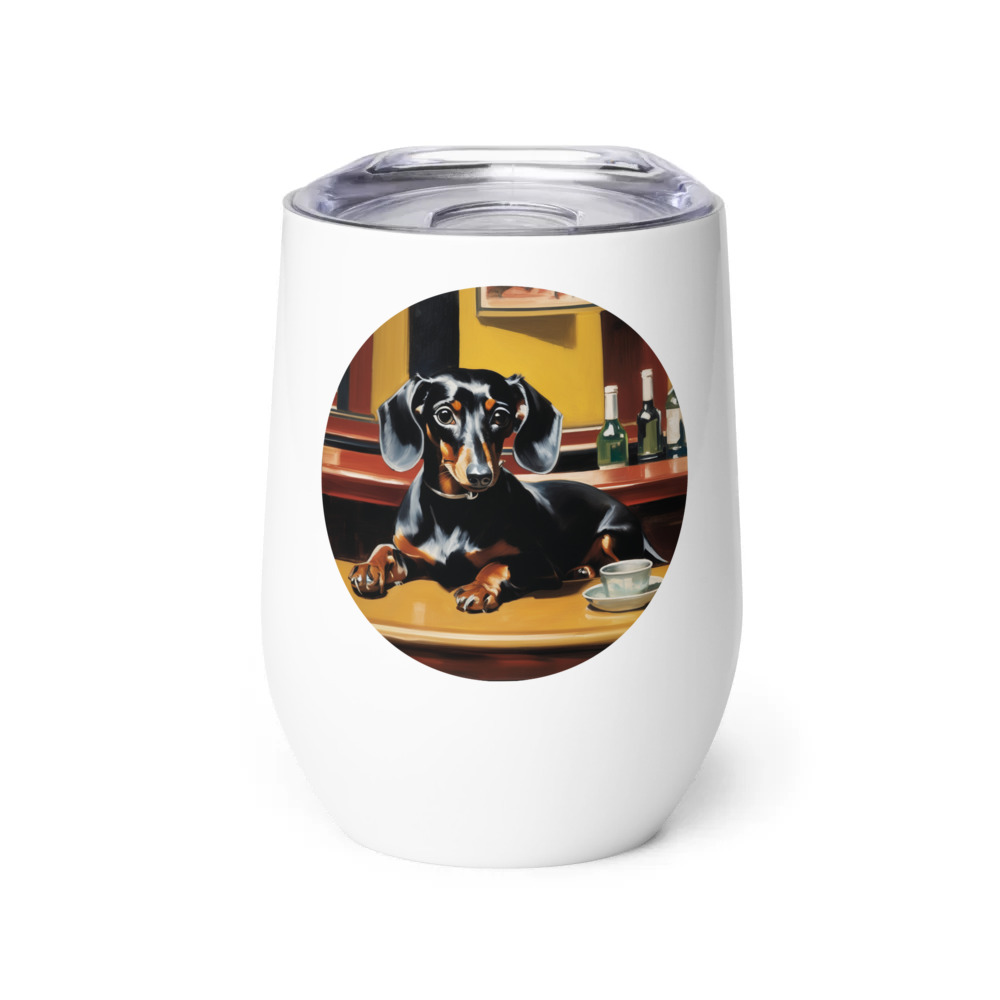 PugMug Custom Black Dachshund Wine Tumbler